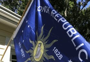 angled photo of a konch republic flag
