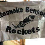 roanoke benson rockets flag with a rocket symbol in the middle