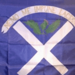 blue flag with "X" in the middle